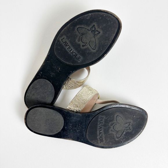 GUCCI Marmont Gold Sandal Size 38.5 US 8.5 Double GG Metallic Leather Flat Slide - Picture 12 of 15